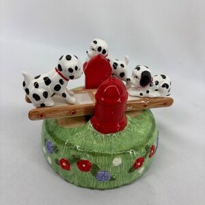 San Francisco Music Box‎ Company Vintage Dalmatian Dog Puppies Musical See Saw